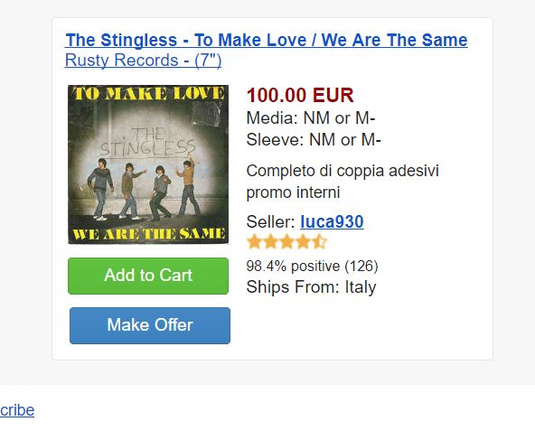 The Stingless rare power pop